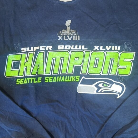Seahawks Men's Long Sleeve Shirt Blue Sz. L - Picture 4 of 5